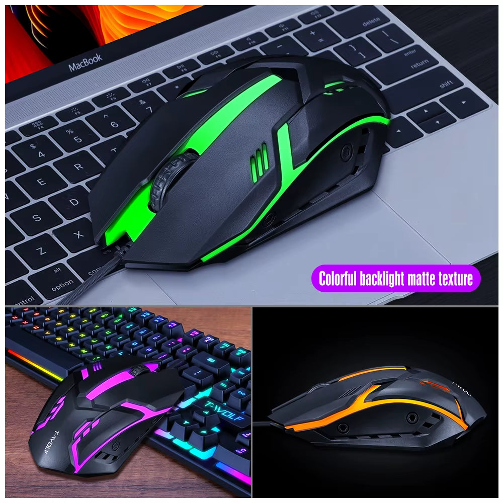 104 Keys Computer Mouse Keyboard Combo Colorful Blacklight Gaming USB Wired Keyboard and Mouse Set