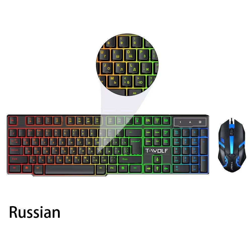 104 Keys Computer Mouse Keyboard Combo Colorful Blacklight Gaming USB Wired Keyboard and Mouse Set