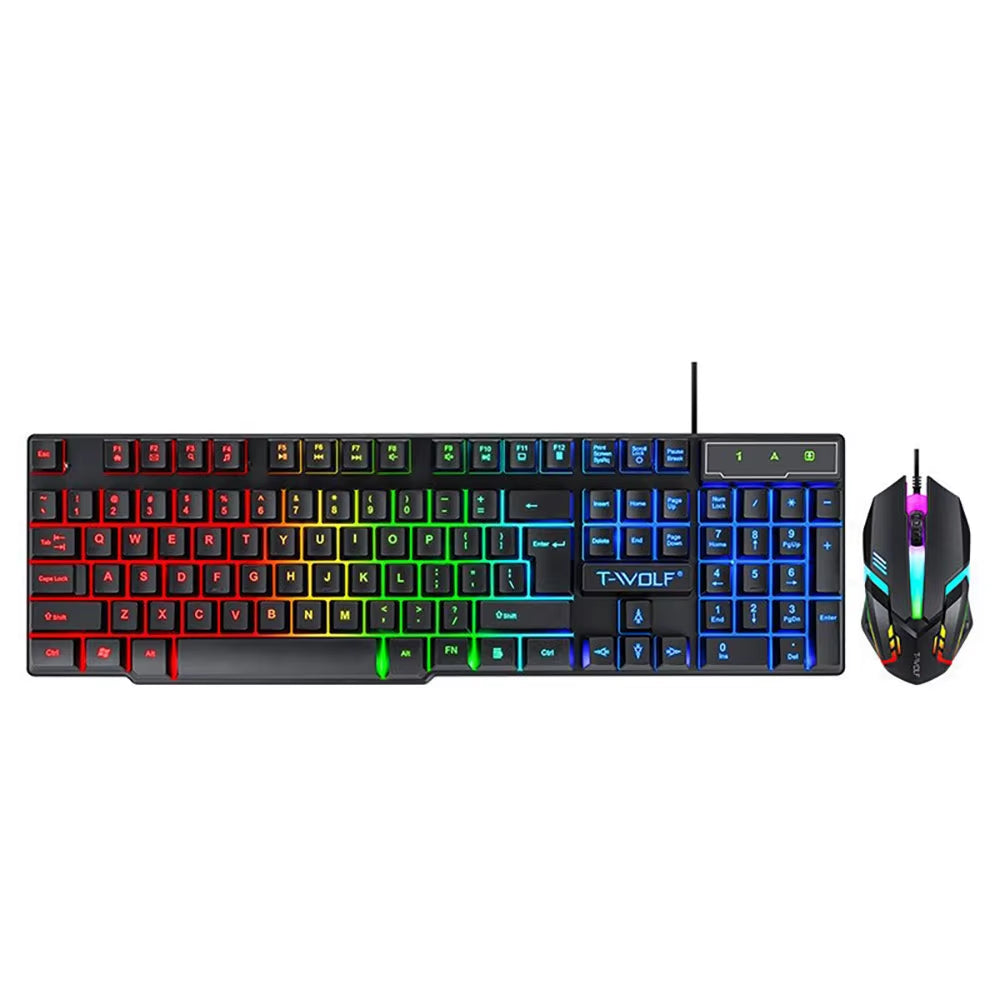 104 Keys Computer Mouse Keyboard Combo Colorful Blacklight Gaming USB Wired Keyboard and Mouse Set