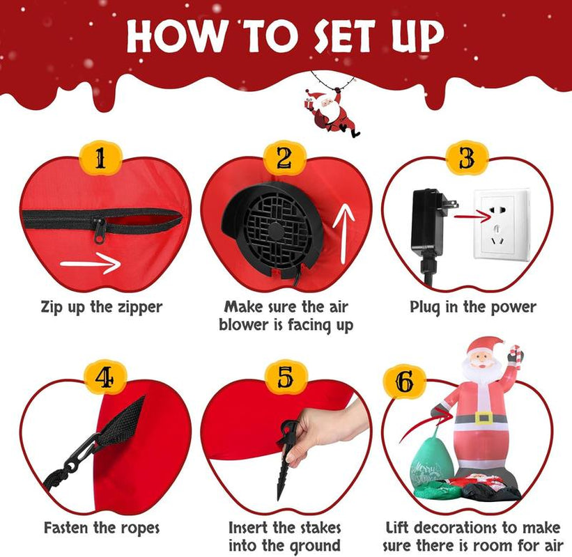 VINGLI Christmas Decorations Outdoor Giant Inflatable Lighted Decor, Blow up Yard Decoration with Electric Blower for Holiday Indoor Outdoor Garden Decor Large Santa Outdoorfun Boxes Gift