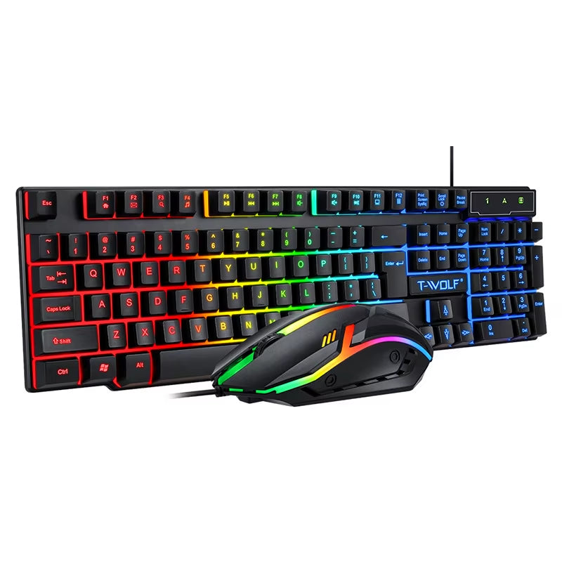104 Keys Computer Mouse Keyboard Combo Colorful Blacklight Gaming USB Wired Keyboard and Mouse Set